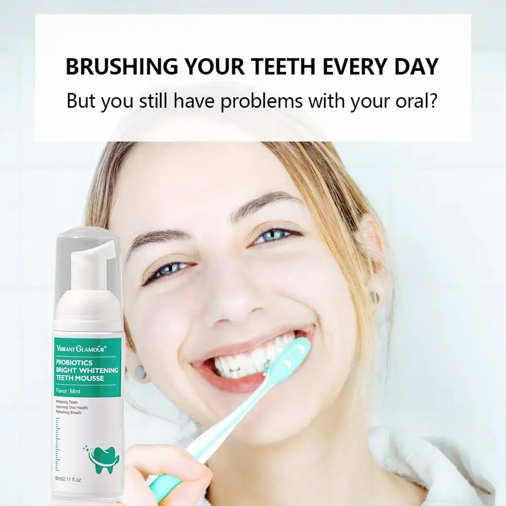 

60ml Teeth Whitening Mousse Toothpaste Whiten Deep Removes Hygiene Dentifrice Stains Tooth Oral Cleaning Bleaching Plaque Z3l3