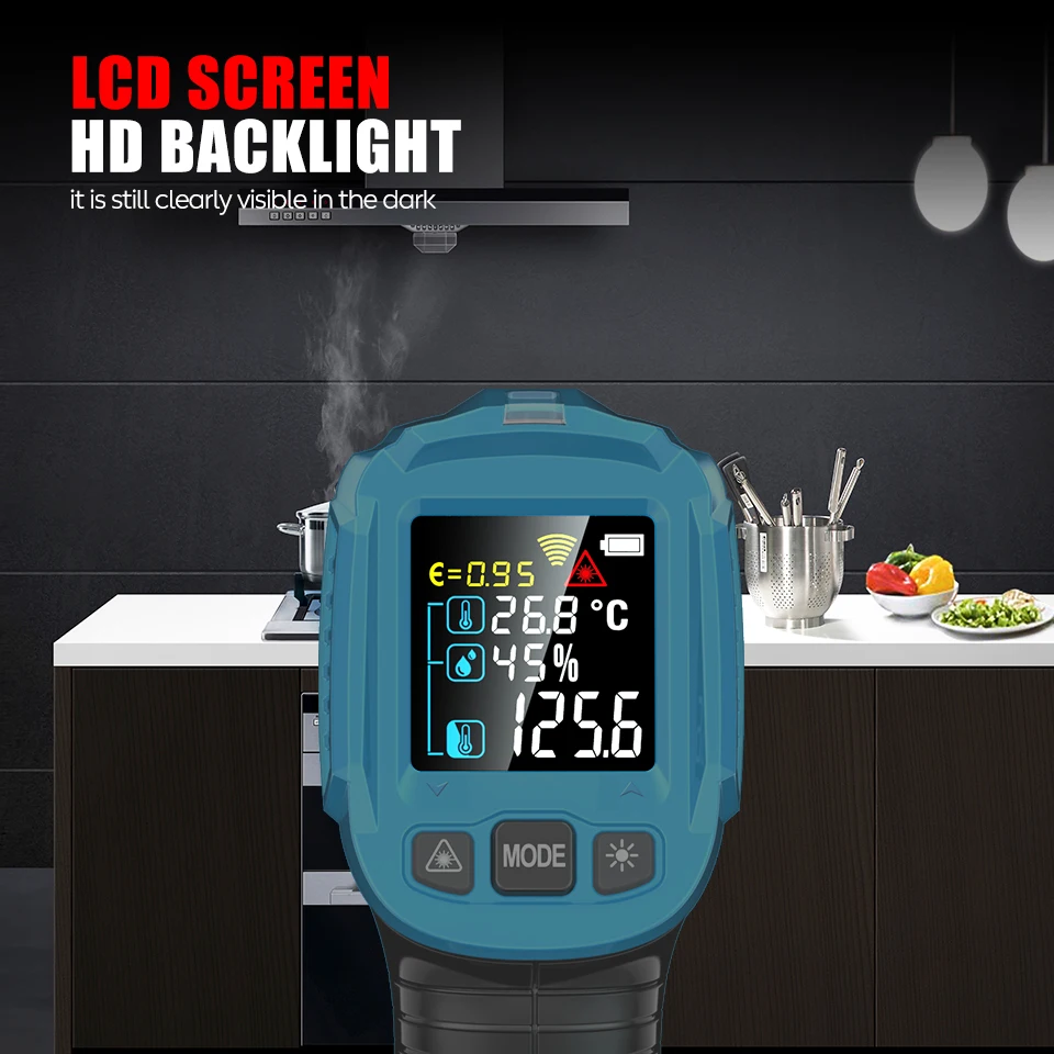 Digital thermometer Infrared thermometer Handheld Digital Infrared Thermometer Non-Contact Laser Temperature Meter Gun Temperature Tester Instruments Pyrometer