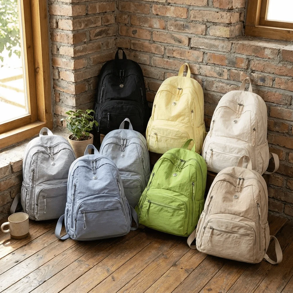 Zaino in nylon carino e capiente, leggero, resistente, impermeabile, con cinghie regolabili, zaino scolastico per uso quotidiano. - immagine 3