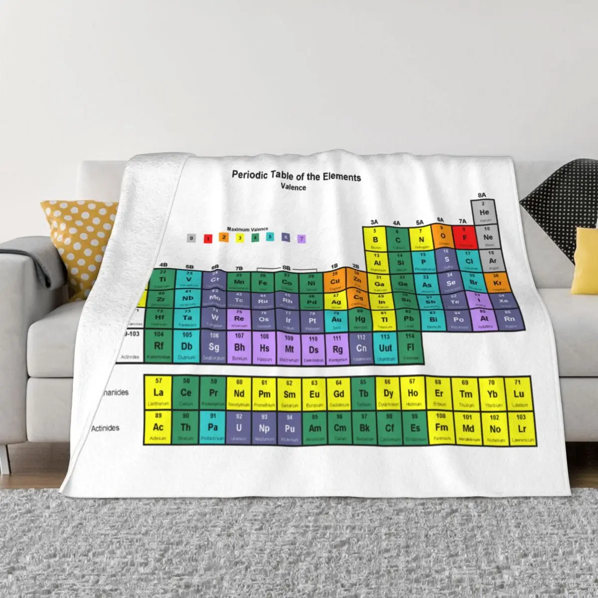 

Periodic Table Of Elements Chemistry Blanket Fleece Autumn/Winter Breathable Lightweight Throw Blanket for Home Couch Quilt