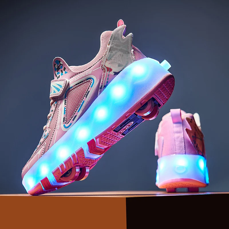 Description Picture 3 of itemChildren's Casual Shoes with LED Detachable Wheels Roller Skates Wear-resistant Comfortable Lightweight Sports Shoes for Kids