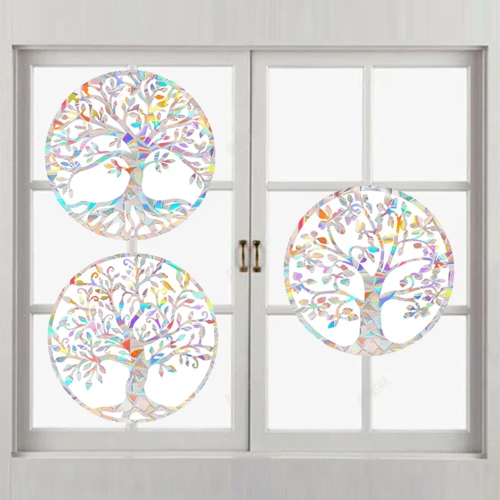 Rainbow-Suncatcher Window Stickers PVC Reflective Life Trees Prism-Glass Wall Sticker Home Kid Bedroom Decoration Self-Adhesives wall stickers window stickers