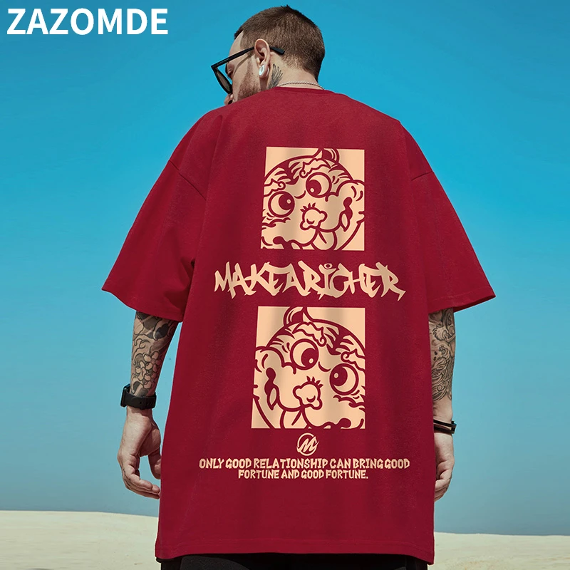 

Футболка ZAZOMDE мужская свободного кроя, Повседневная рубашка с принтом тигра, в стиле хип-хоп, с мультяшным принтом, лето 2022