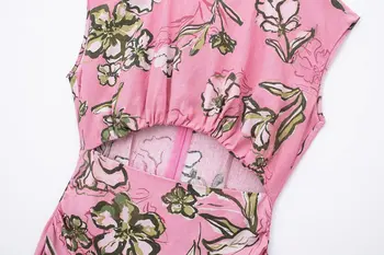 Tangada 2024 Summer New Women Flower Cotton Linen Dress Cut-out Female Midi Dress 3H0228 - Image 2