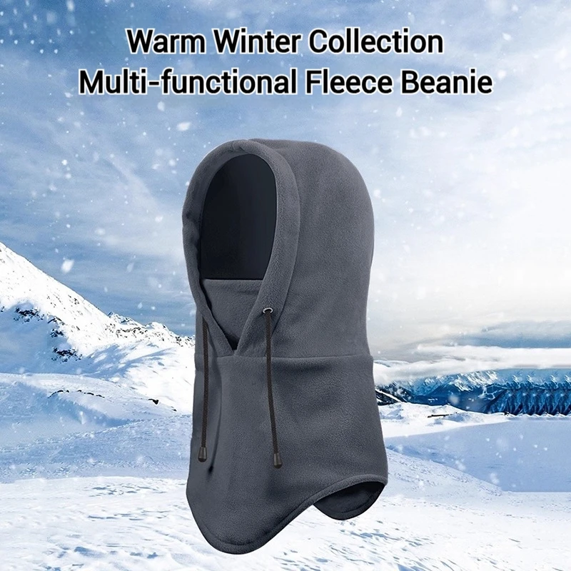 3-in-1 Unisex Windproof Full Face Mask Balaclava Hat Winter Plush Neck Scarf with Face Mask Motorcycle Riding Headgea Warm Cap