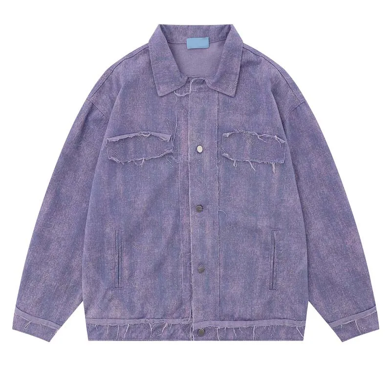 

Hip Hop Oversized Streetwear Denim Jackets Patchwork Harakuju Spring Autumn Outwear Coats