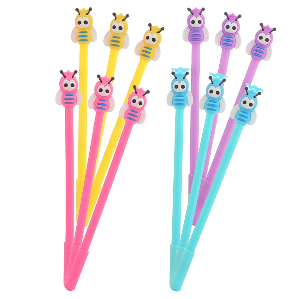 

12Pcs Lovely Kids Writing Fountain Pens Students Plastic Fountain Pens Cartoon Stationery Children Prize Gifts