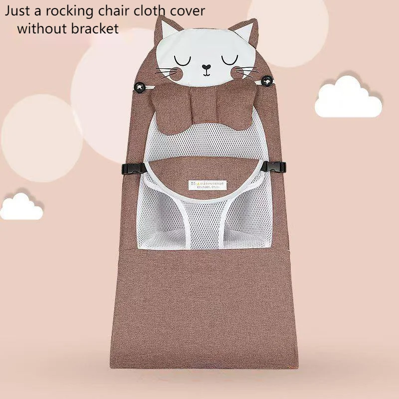 Cartoon Baby Rocking Chair Cloth Cover Linen Fabric Cute Cat Shape Infant Lounge Chair Cradle Changing Cover Without Bracket