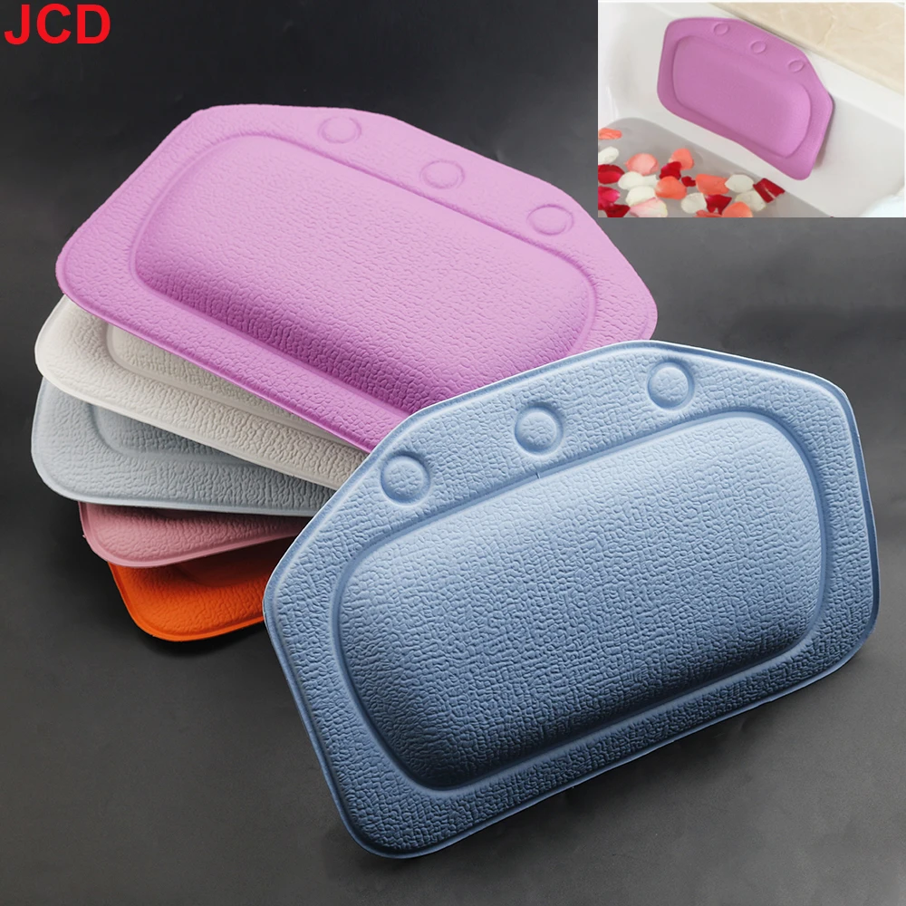 Bath Pillow JCD 1pcs Bath Accessories Soft Headrest Bathroom Supplies SPA Bath Pillow 21*31cm Neck Bathtub Cushion With Suction Cup PVC