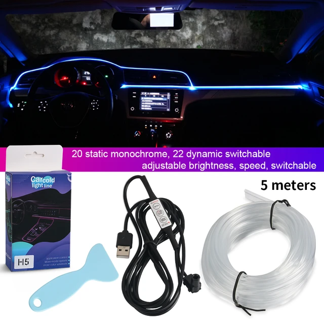 Car Neon Light USB LED Interior Atmosphere Lights RGB Ambient Light Optic  Fiber APP Music Auto Decorative EL Flexible Strip - AliExpress