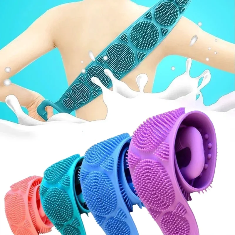 Silicone Body Sponge Exfoliating Back Scrubber Rubbing Peeling Massage Full Body Bath Tool Eco Friendly Shower Use Anti Slip