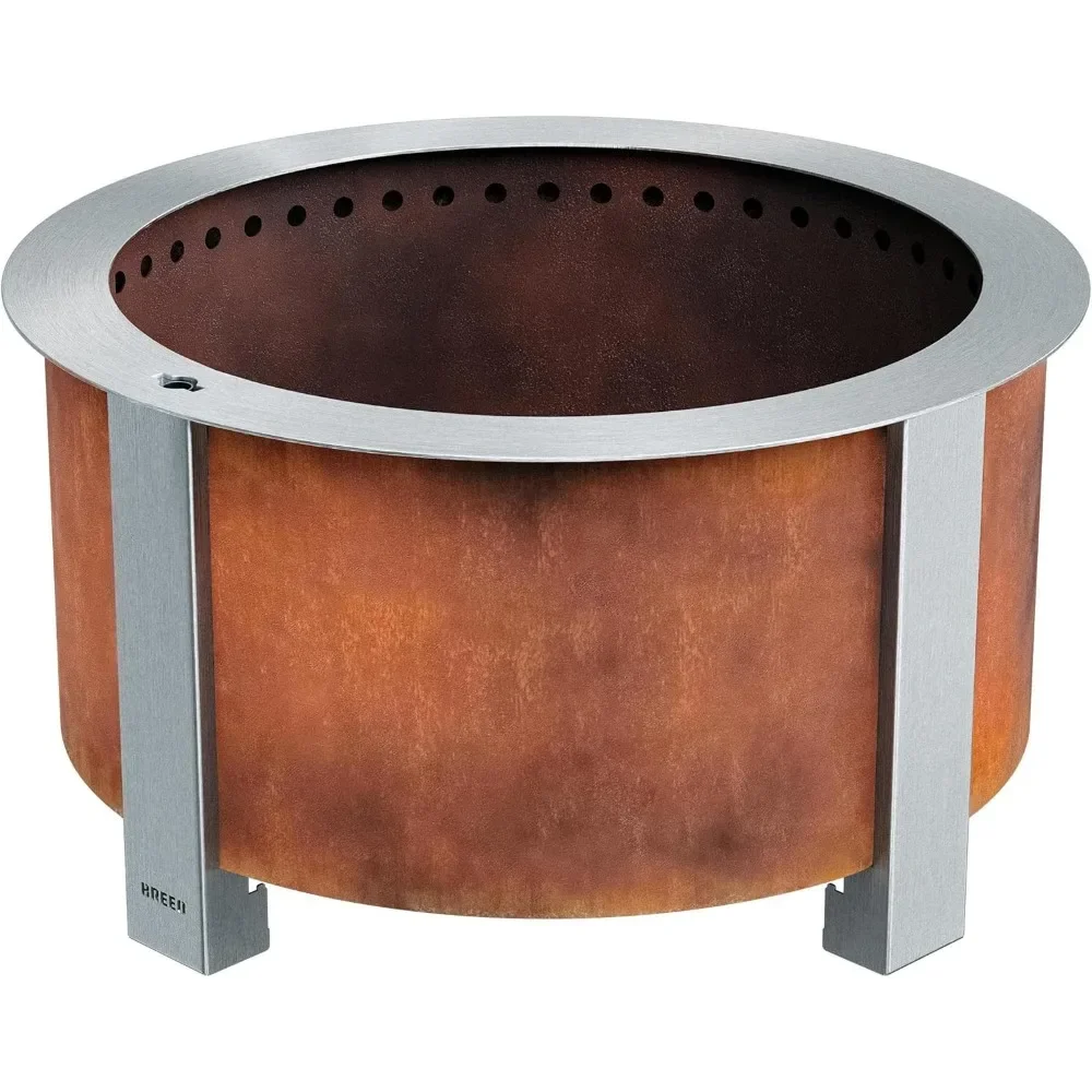 Smokeless FIrePit X Series 24, Corten Steel 27.5 inch Smokeless Fire Pit for Outside 62 Pounds Ideal for Families Compatible 2