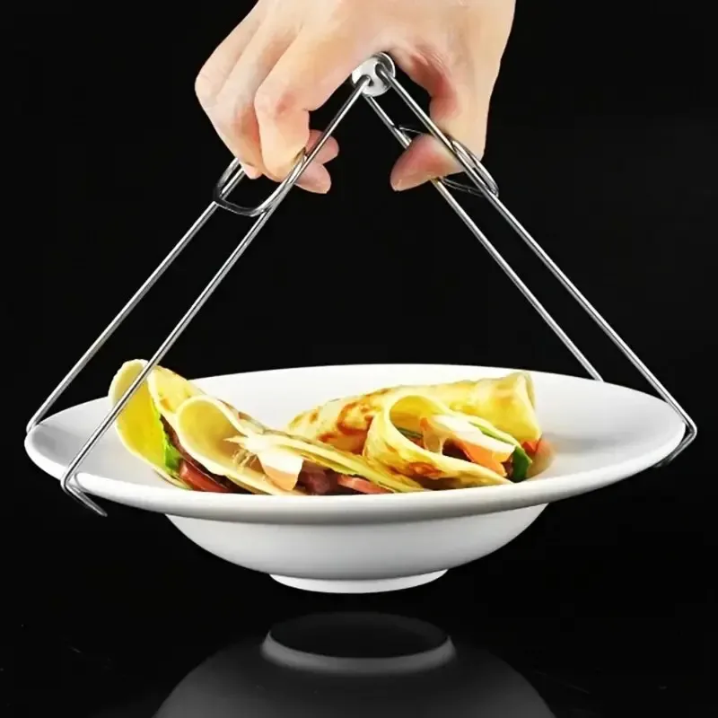 Stainless Steel Foldable Dish Gripper Hot Dish Plate Bowl Clip Pots Gripper Crockery Holder Clamp Tongs Claw Holder Lifting Kitchen Tools