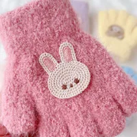 1-3Y Cartoon Children's Gloves for Autumn and Winter Cute Babies Warm Five Finger Plush Solid Color for Children and Infants 3