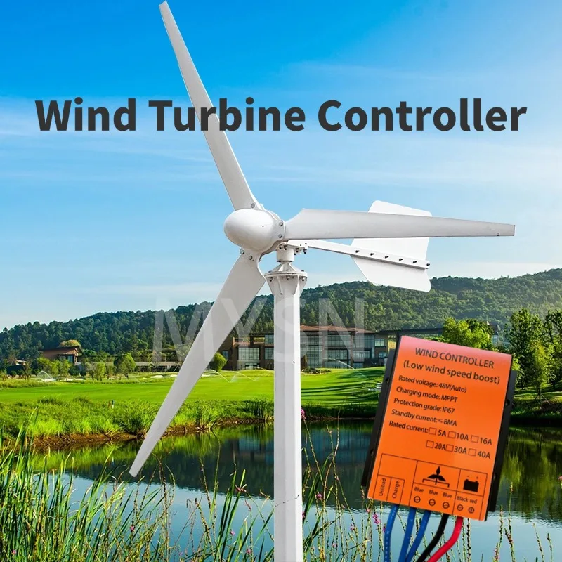 MPPT 100w -10000W Waterproof PWM Wind Turbine Charge Controller 10A 40A Low Wind Speed Regulator Voltage Boost 12V 24V AUTO 48V