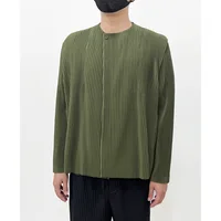 Original Pleated Fall Men's Jacket 2024 New Simple Retro Business Casual Suit Cardigan Men's Pleated Long-sleeved Blouse 2