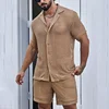 Men's Suits Solid Color Lapel Short Sleeved Shirt Summer Shorts Casual Fashion Two-piece Set for Men 1