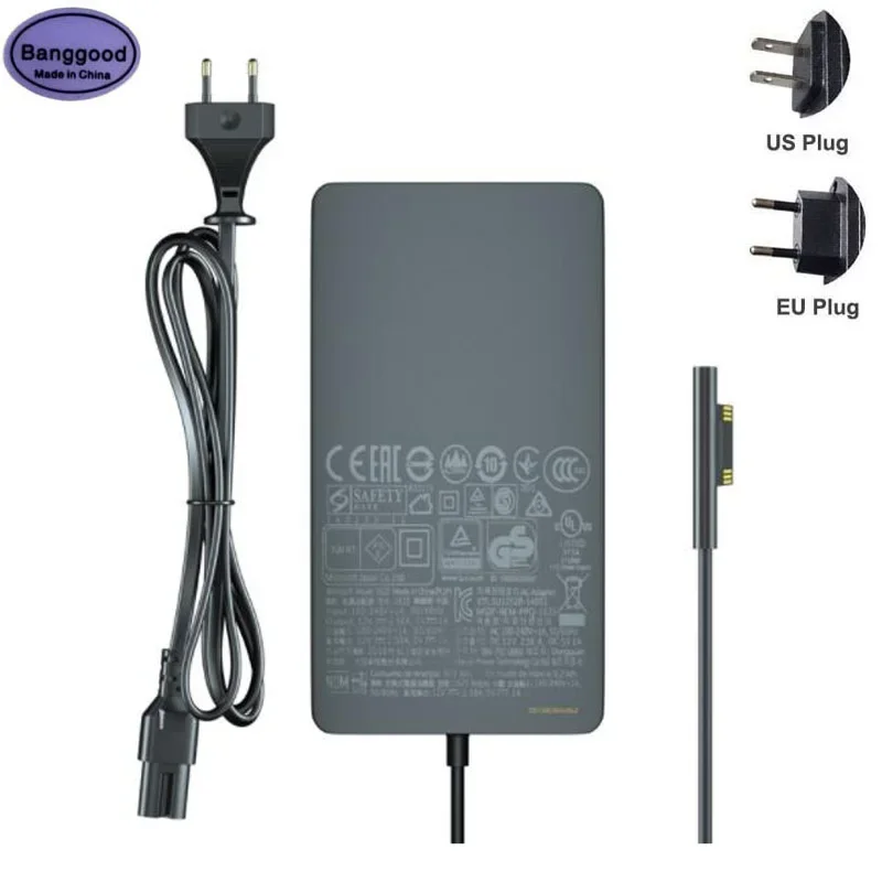 US/EU Plug 12V 2.6A 2.58A 36W AC Adapter Cable Charger For Microsoft Surface Pro 3 4 5 Pro3 Pro4 core i5 1625 1724 Power Supply