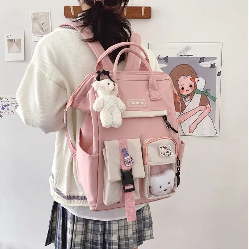 2026 Backpack Women Candy Color Laptop Backpacks Cute Kawaii High School Bags for Teenage Girl Japanese Travel Camping Backpack