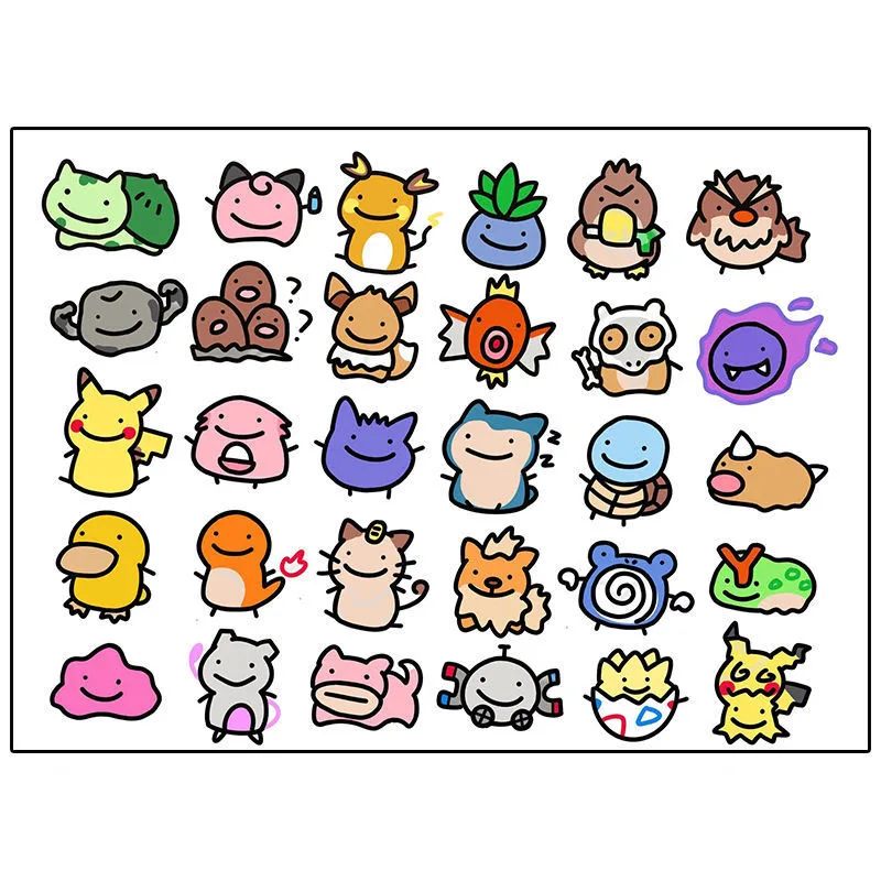 30 adet orijinal Pokemones dövme çıkartmalar karikatür su geçirmez Pikachu etiket komik Kawaii çocuklar kız noel doğum günü hediyesi oyuncak