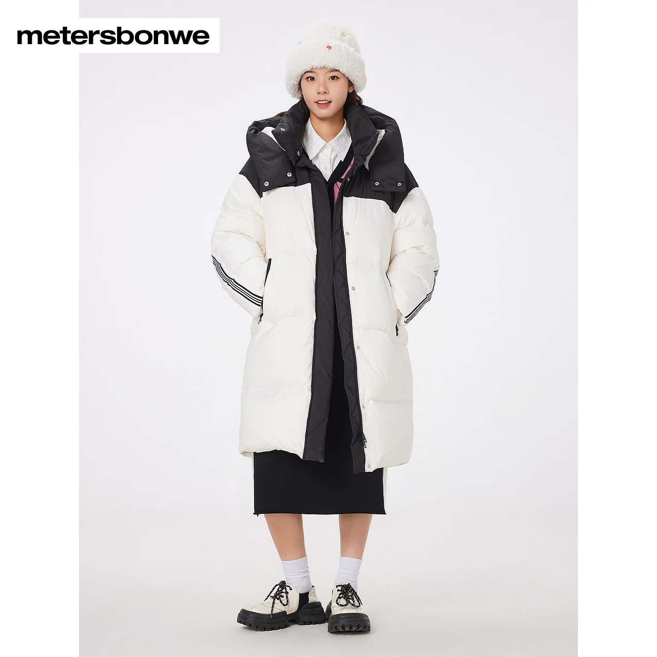 Metersbonwe Long Hooded Down Jacket Women Thick Winter Parker Coat Ladies 2023 New Fashion Warm Jackets Casual White Outerwear