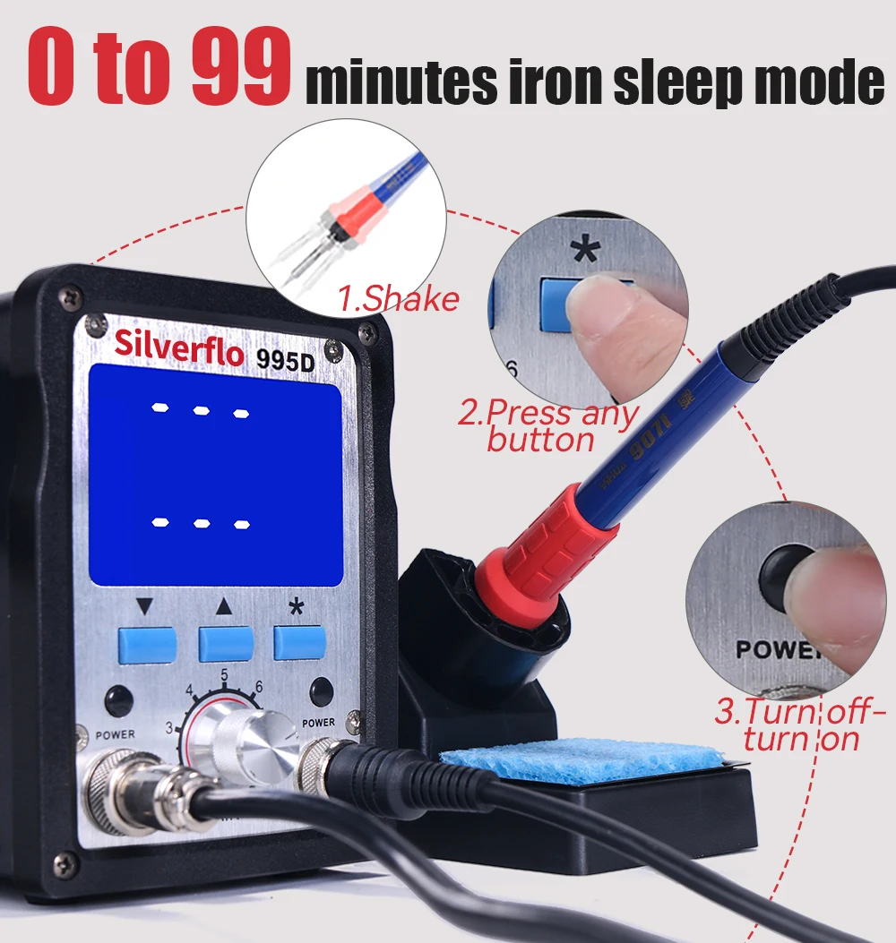 995D Soldering Station Large LCD Display Hot Air Welding Station with Sleep Auto Manual Mode &deg; C /&deg; F Conversion