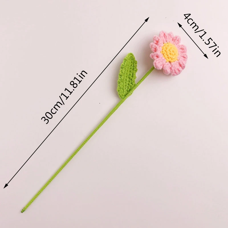 1pc Decorative Finished Artificial Daisy Flowers Hand-knitted Crochet Daisy Bouquet Wedding Handmade