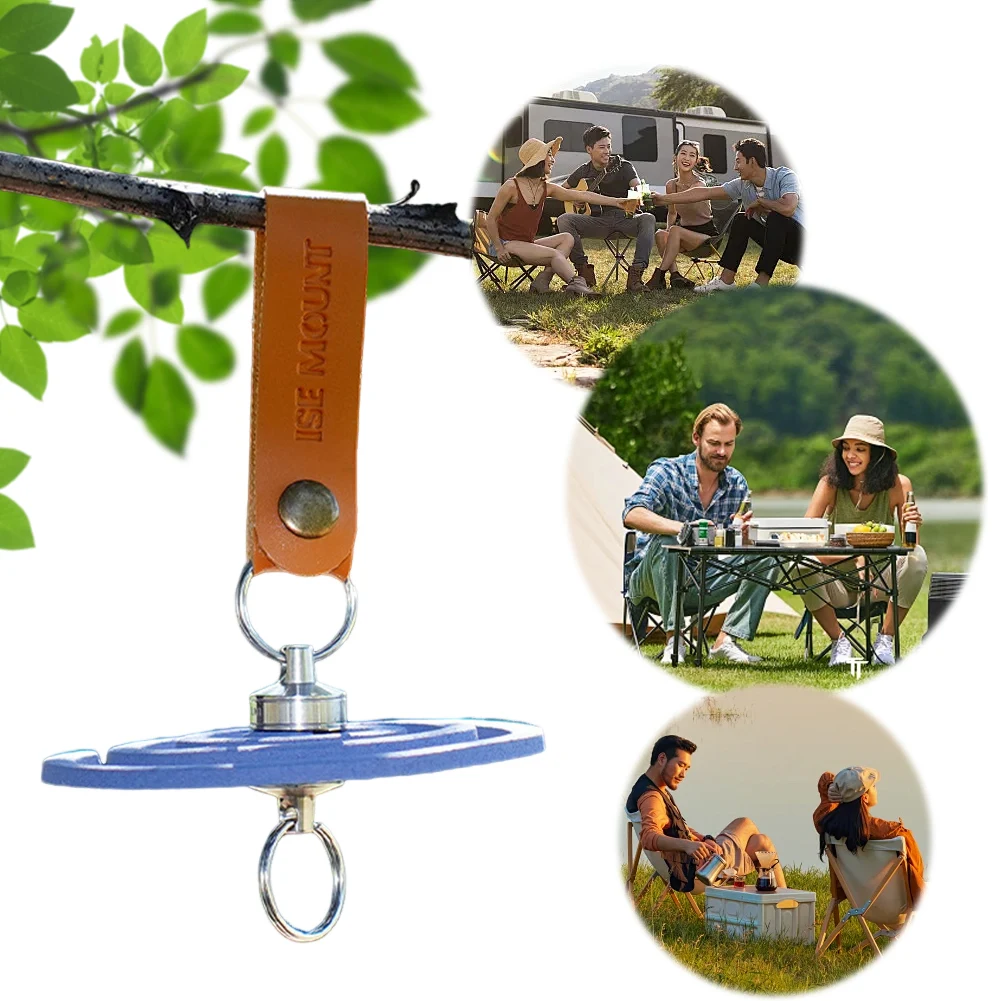 Magnetic Camping Hook with PU Leather Lanyard for Outdoor Hanging