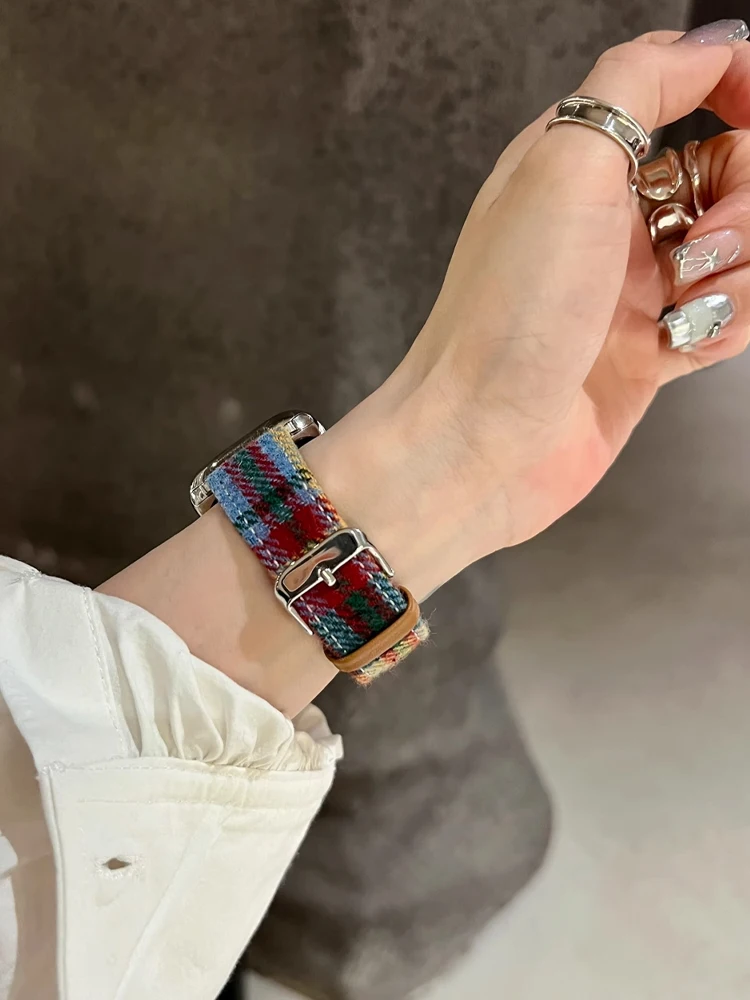 Vintage Leather Wool Strap