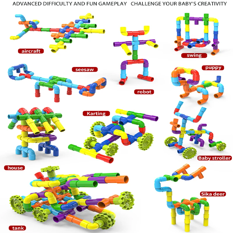 Building By Splicing Water Pipes Building Blocks DIY Toys pipe building toys