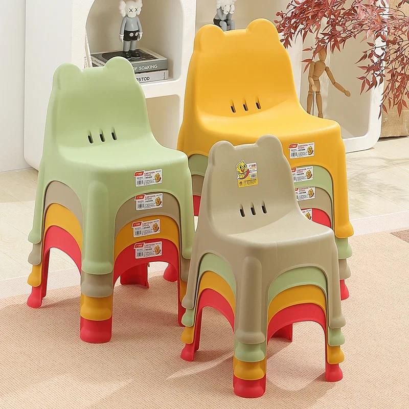 Stackable Plastic chair for kids Anti slip desk chair for girls Children Portable chairs kids Space saving furniture