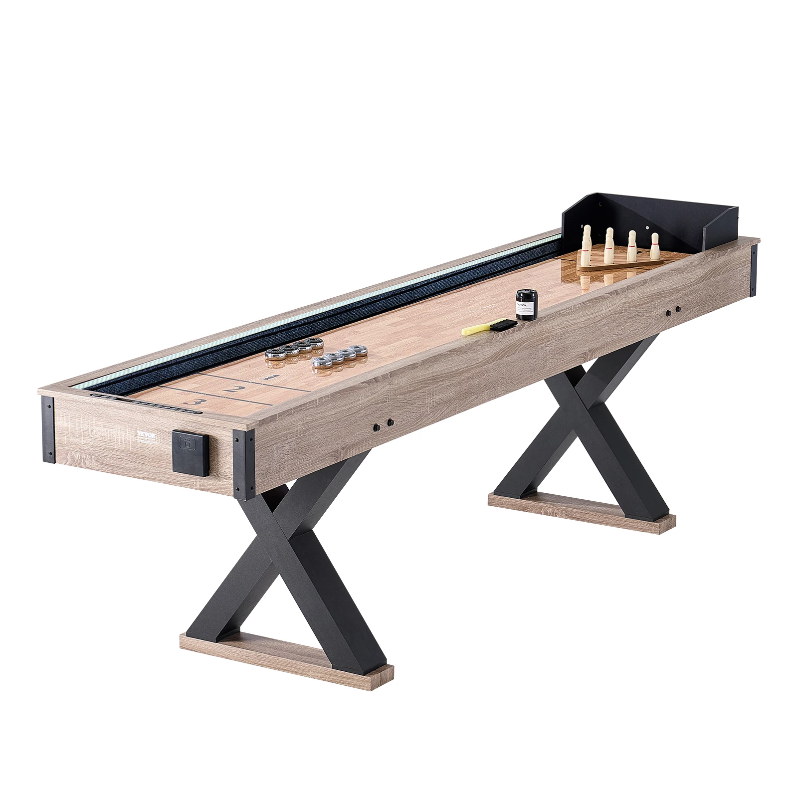 9ft LED Light Up Shuffleboard Table for Family Game Room