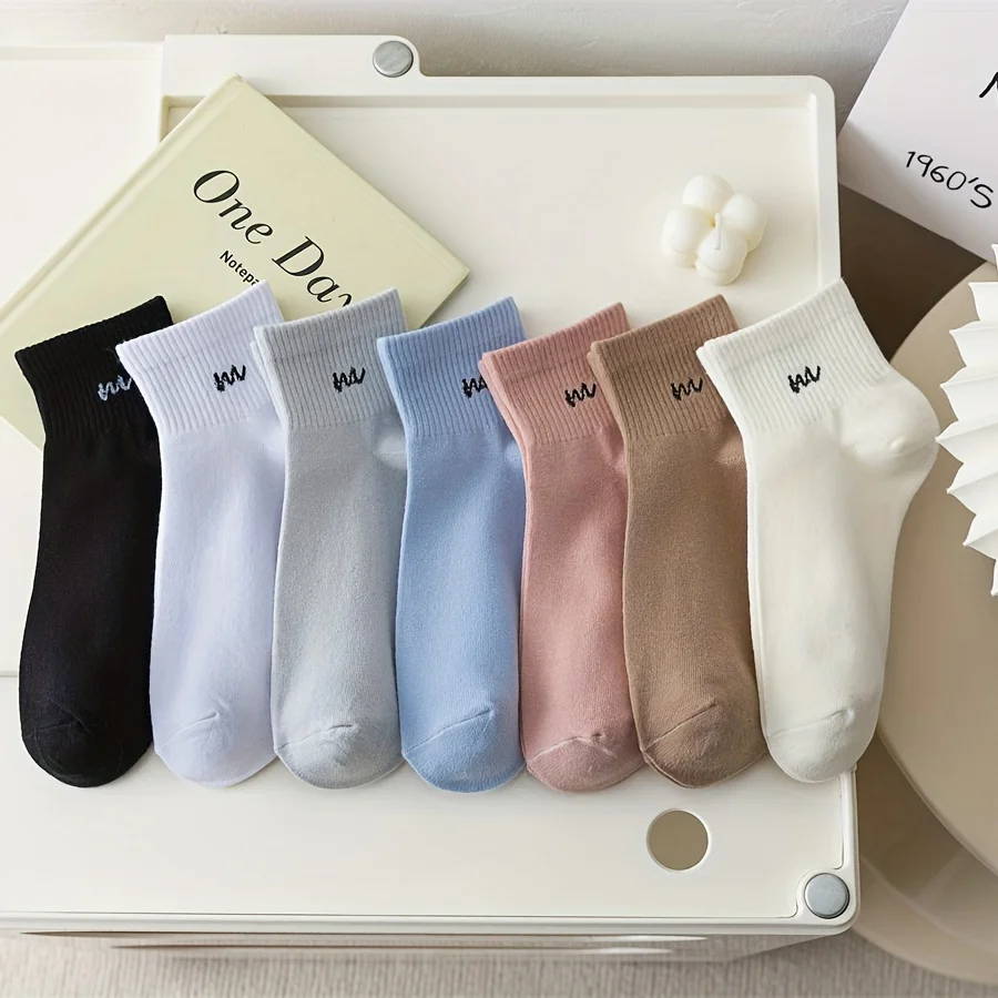 5 Pairs Comfy Breathable Letter Print Socks