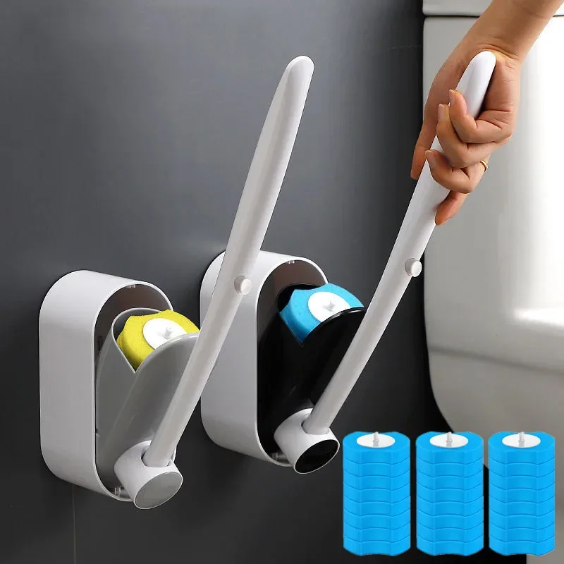 Bathroom Accessories,Toilet Brush Set,Toilet Brush Holder 24PCS Disposable Toilet Bowl Cleaners Refills No Dead Corner Brush Holder Storage Caddy Cleaning Refills Bathroom Accessories