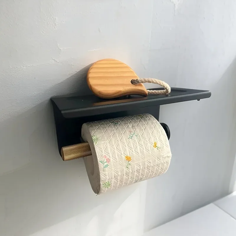 Portarrollos De Papel Higiénico, Soporte Doble Para Pañuelos Con Estante De Vidrio, Rollo Montado En La