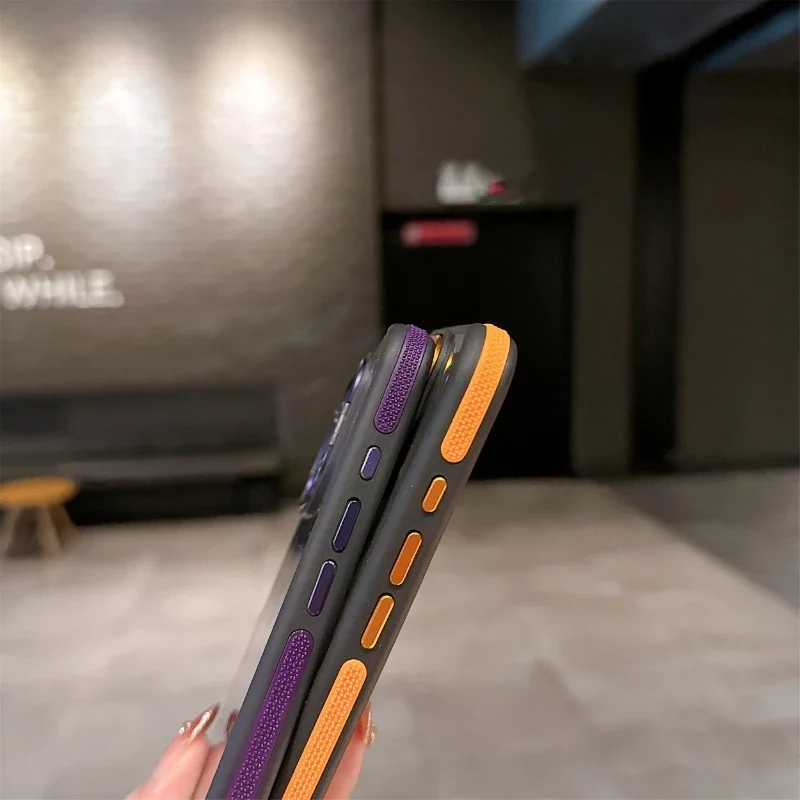 Double Color Magnetic Stand Translucent Fashion Case with Splice Matte Finish
