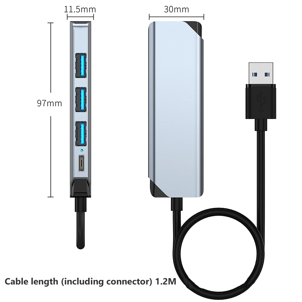 SMTAV Expansion Dock Multi-interface Hub Laptop Transfer One To Four USB3.0 With Power Supply Expansion Splitter