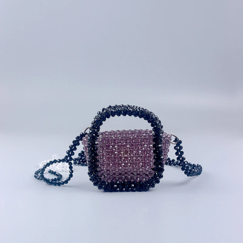 

New Mini Acrylic Beaded Cute Crossbody Bag Portable Small Ladies Lipstick Mini Crossbody Bags for Women Handwoevn Mini Handbag