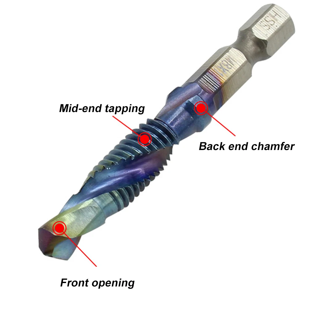 Hexagon Shank Blue Short Composite Tap 6pc Drilling and Tapping Integrated Tap Machine Hole Chamfering Tool Set drill bit set,drill and tap set,drill bits,drill bit