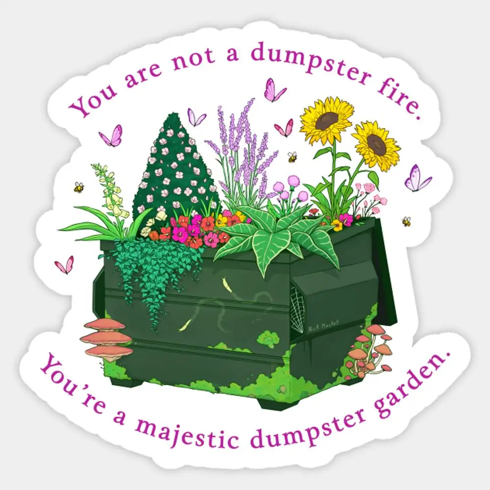 

Dumpster Garden Sticker for Laptop Decor Bedroom Car Cute Cartoon Art Fashionable Public Suitcase