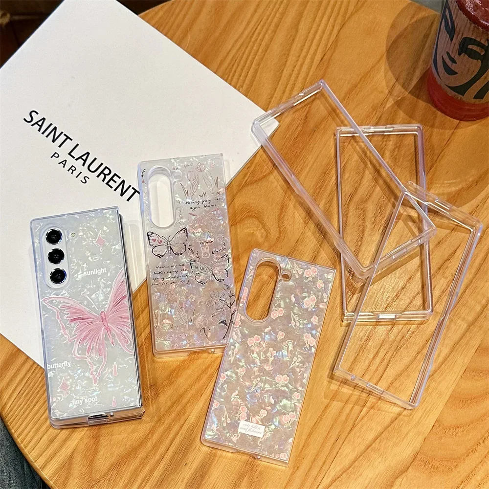 Luxury Shell Butterfly Fold Case - Cartoon Flower Slim Shockproof Cover
