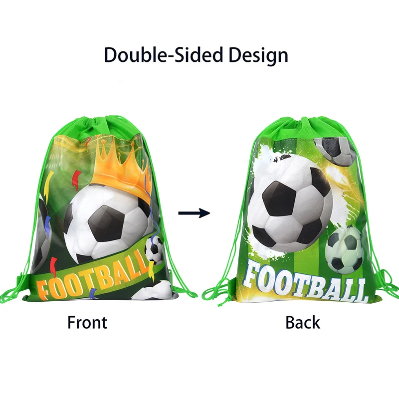 thumbnail image 1 of 1-20 bolsas de regalo con temática de fútbol, no tejidas, con cordón, para fiestas de cumpleaños, decoración, suministros, 1 of 5