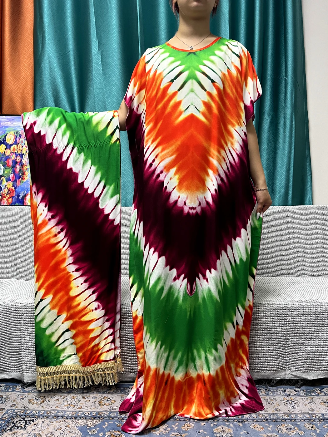 Abayas For Women 2023 Duba Printed Floral Cotton Loose Femme Robe African Islam Traditional Prayer Garment With Big Shawl Scarf