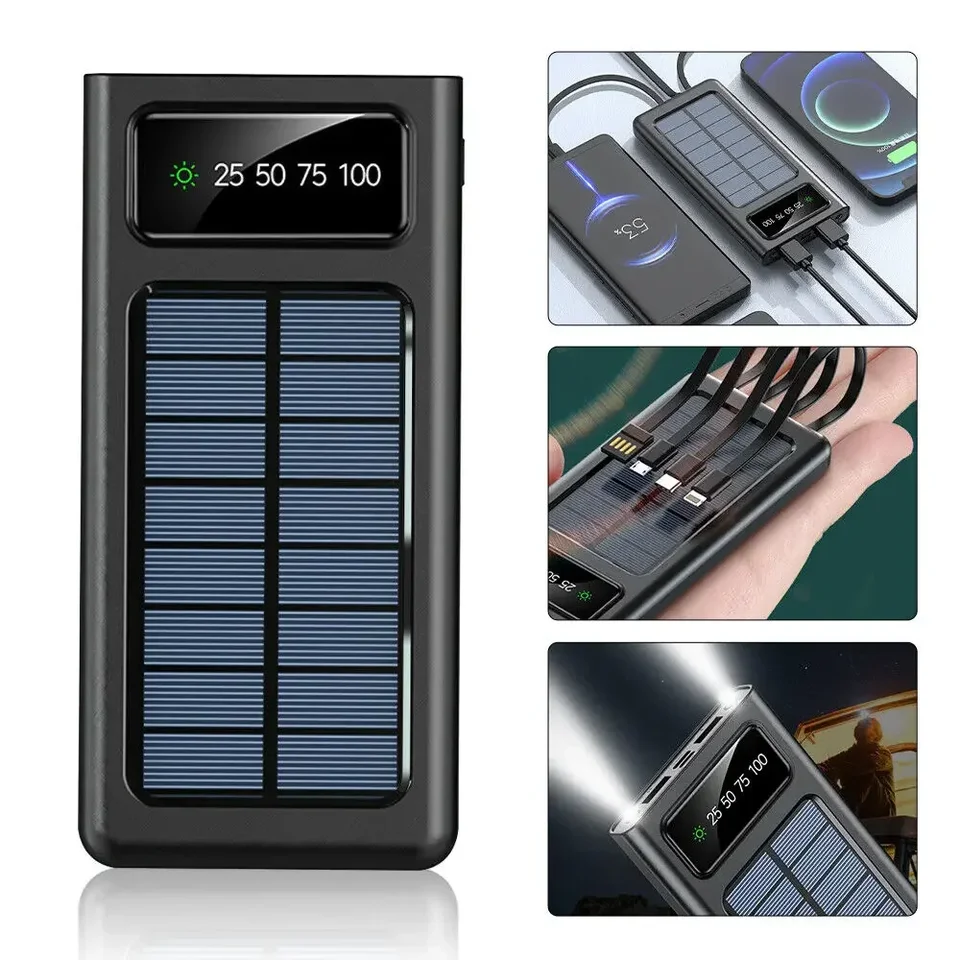 200000mAh Solar Power Bank Portable Charger with 4USB