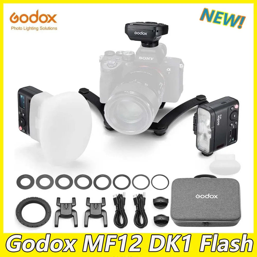 Godox Mf12-Dk1 Ring Flash A Doppia Testa Ttl Misurazione Automatica Flash Ad Anello Di Riempimento Sincronizzato Ad Alta Velocità Per Sony A6400 A74