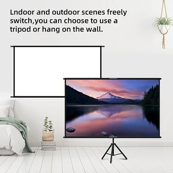 VEIDADZ Projector Screen With Stand Foldable White Wrinkle-Free 60-120 inch 16:9 Screen With Bag for Home Theater Indoor Outdoor 2