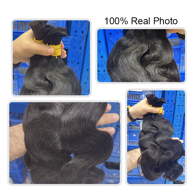 Boho Braids Human Hair Body Wave Bulk Human Hair Extensions for Women 100G/PC Human Hair Braiding Hair Natural Real Human Hair 5