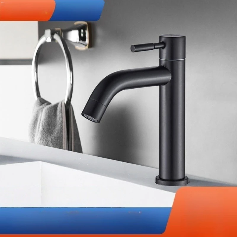 ก๊อกน้ำอ่างล้างหน้าสแตนเลส 304 แบบน้ำเย็น สำหรับห้องน้ำ สีดำ 1