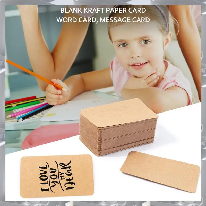 뜨거운 판매-100Pcs 빈 크래프트 종이 명함 단어 카드 메시지 카드 DIY 선물 카드, 100Pcs 빈 크래프트 종이 명함