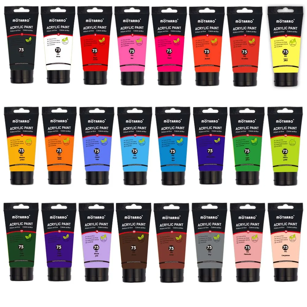 MOTARRO 1Pcs Acrylic Paint in Tube for Art Beginners Hobby Painters on Canvas Rocks Wood Ceramic 24 Colors(75ml 2.5oz) 6